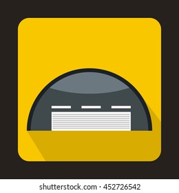 Round barn icon in flat style with long shadow. Building symbol