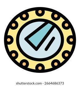 Janela redonda do batyscaphe com rebites mostrando um objeto caindo nas profundezas do oceano