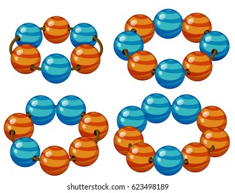 Round beads in blue and orange illustration