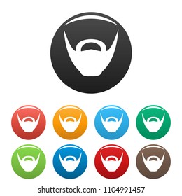 Round beard icon. Simple illustration of round beard vector icons set color isolated on white
