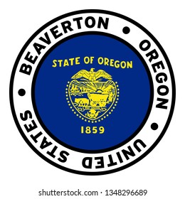 Round Beaverton Oregon United States Flag Clipart