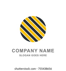 Round Bee Yellow Black Stripe Logo Vector Icon 