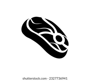Diseño de un icono redondo de filete de buey. Parrilladas, parrilladas, carnes, barbacoa y barbacoa, carnicería, diseño de vectores de restaurante e ilustración.