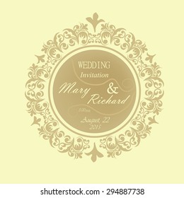 Round beige Vintage wedding frame