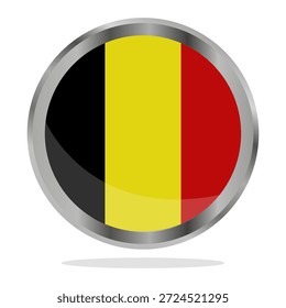 Bandera redonda de Bélgica ilustrada en Vector sobre un fondo blanco