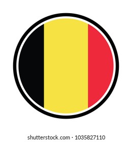 Round belgium flag raster icon isolated, belgium flag button, Simple vector button flag - Belgium.