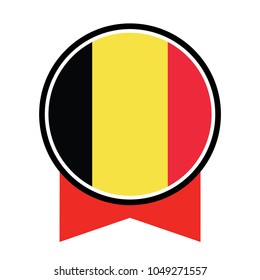 Round belgium flag raster icon isolated, belgium flag button, Simple vector button flag - Belgium.