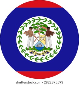 Round Belize Flag Vector Icon Circular Belizean Flag Button Element