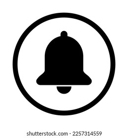 Round bell icon. Reminder and notification sign. Alarm. Vector.