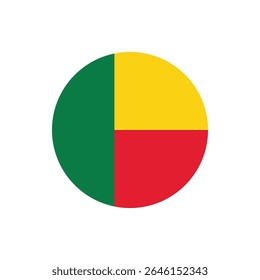 Ilustração do ícone da bandeira redonda do Benim no fundo transparente para a celebração do dia da independência no estilo gráfico vetorial