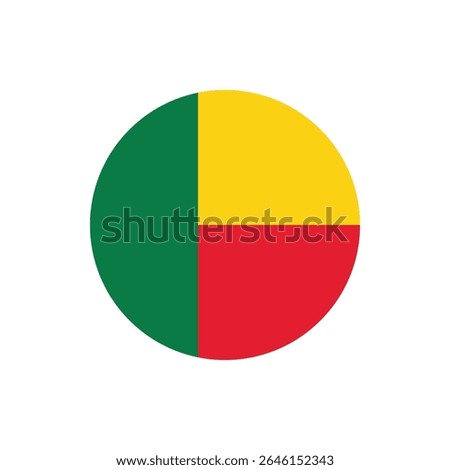 Round Benin flag icon illustration on transparent background for independence day celebration in vector graphic style