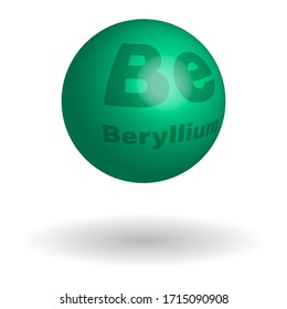 Round Beryllium molecule, chemical element of the periodic table. Isolated vector on white background