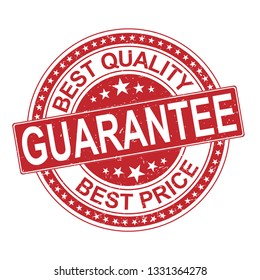 round best quality guarantee red grungy rubber stamp isolated on white