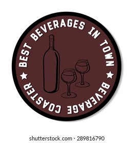 Round beverage coaster isolated on white background. Vector illustration