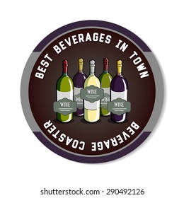 Round beverage coaster isolated on white background. Vector illustration