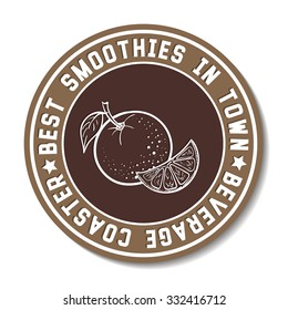 Round beverage coaster isolated on white background. Vector illustration for cafe or bar.