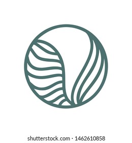 Round bio emblem in a circle linear style. Vector abstract road logo. Badge for design of travel products, tourism concept. Illustration icon