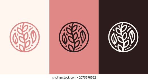 round bio emblem in circle linear style.