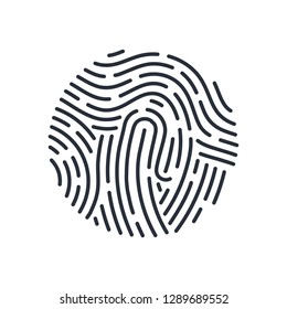 Round Bio-metric Fingerprint Icon Detailed for Simple Security ID on White Background