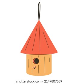 Round birdhouse vector cartoon illustration isolated on a white background.
