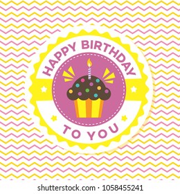 Round birthday. For sticker, badges, card. Vector Illustration