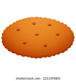 Ilustración de galleta redonda aislada en fondo blanco