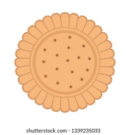 Round biscuit cracker icon. Flat illustration of round biscuit cracker vector icon for web design