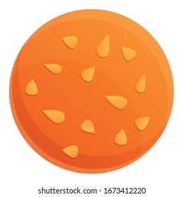 Round biscuit icon. Cartoon of round biscuit vector icon for web design isolated on white background