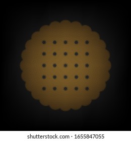 Round biscuit sign. Icon as grid of small orange light bulb in darkness. Illustration.