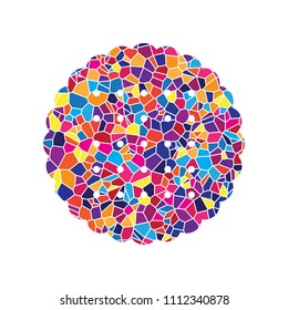 Round biscuit sign. Vector. Stained glass icon on white background. Colorful polygons. Isolated.