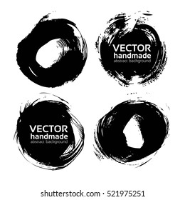 Round black abstract backgrounds strokes vector objects isolated on a white background