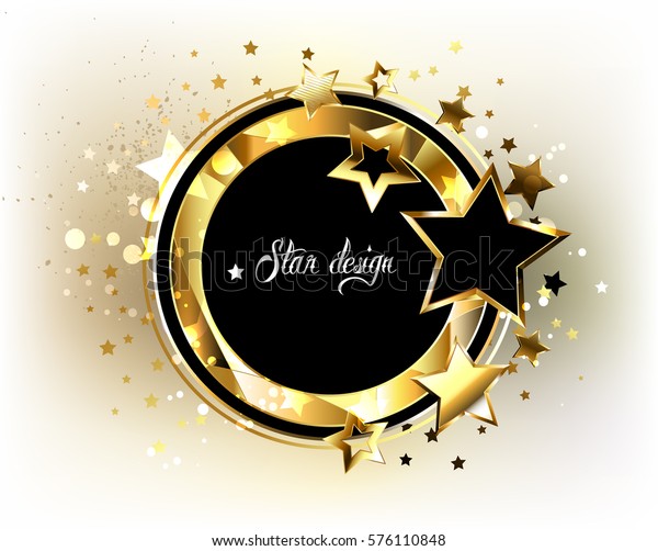 Round Black Banner Polygonal Frame Decorated Stock Vector (Royalty Free