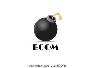 Round black bomb flat style