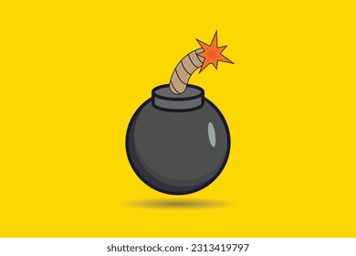 Round black bomb realistic style vector