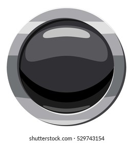 Round black button icon. Cartoon illustration of round black button vector icon for web