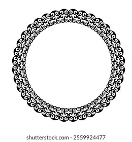 Round black Frame arabesque. Ornamental Oriantal elements and motifs of Turk, Kazakh, Kyrgyz, Uzbek. Workpiece for your design  ceramics, textiles, print design, sandblaster, embroidery, round plate