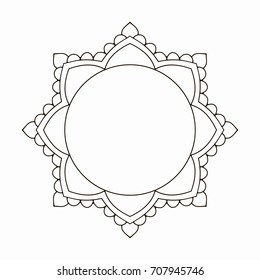 Round black frame in vintage style of flowing lines. Border for decoration postcards, logos, banners, clearance of goods and promotional products.
