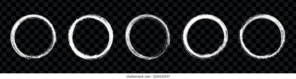 Round black frames set. Circles grunge brush paint . Flat graphic vector illustrations isolated