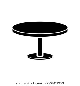 Mesa redonda negra brillante con base de pedestal central Ilustración vectorial de muebles minimalistas modernos