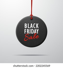 Round black and gold sale tag for Black Friday.