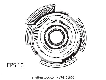 Round black logo on white background, line