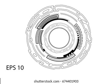 Round black logo on white background, line