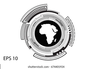 Round black logo on white background, line