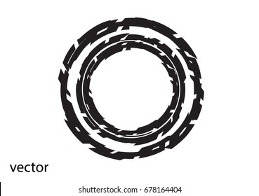 Round black logo on white background, line