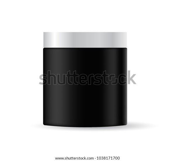 Download Round Black Matte Plastic Jar Metal Stock Vector Royalty Free 1038171700