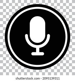 A round, black microphone icon. Vector.