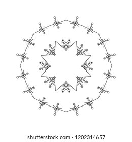 round black monochrome ornament mandala isolated on white background