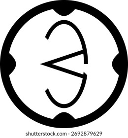 runde schwarze Zahl Symbol Vektor 3