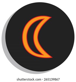Round, black and orange moon symbol, planet symbol