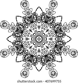 round black outline pattern white background